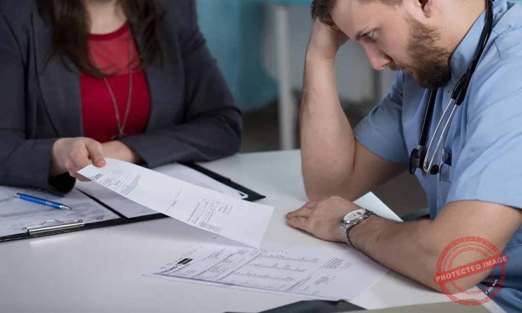 Misdiagnosis lawyer reviewing medical negligence claim with patient