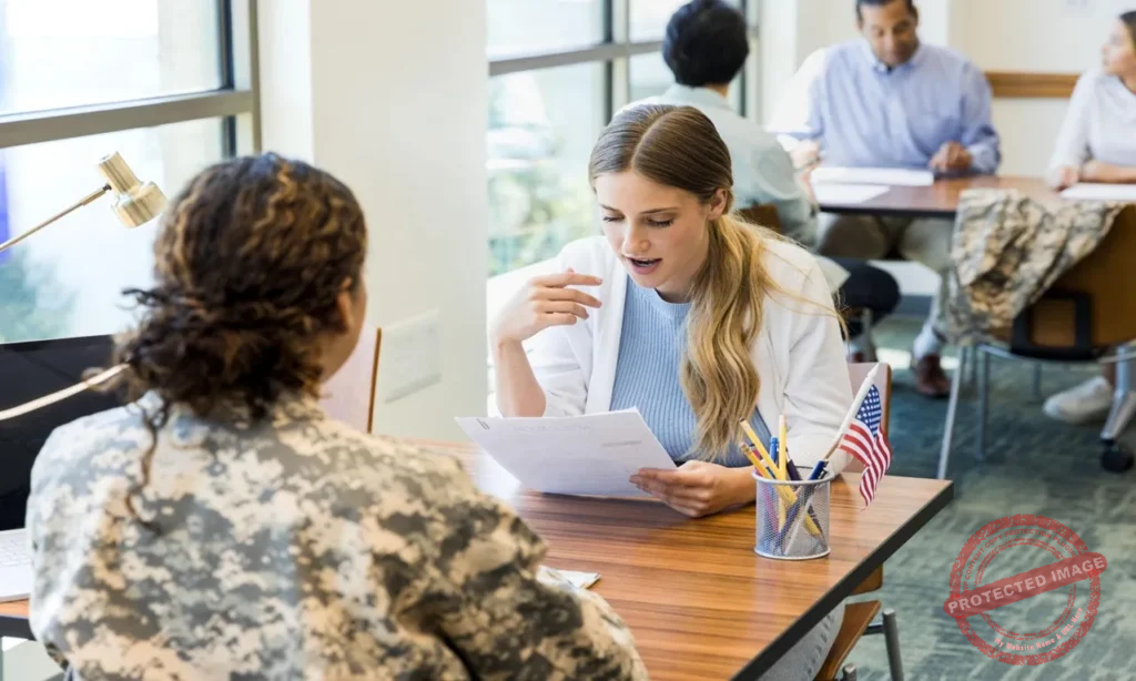 Military discharge lawyer reviewing veteran military records