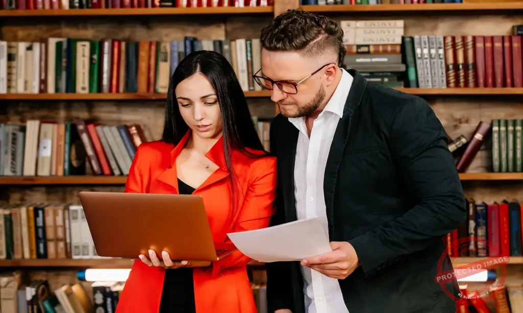 Publishing law lawyer reviewing publishing contract and author rights